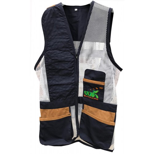 Navy & brown leather skeet vest