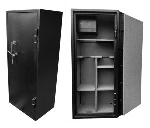 26 Gun cabinet, fireproof, inner side ammo safe Key locking