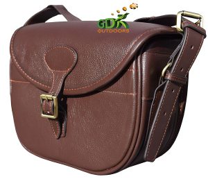 Top grain lichi leather cartridge bag, Dark brown