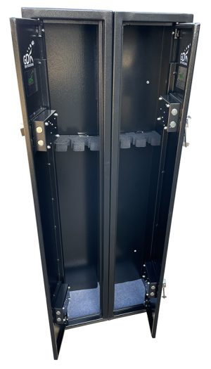 Double 3 Gun cabinet, Left hand hinge, right hand hinge, shotgun, rifle, case
